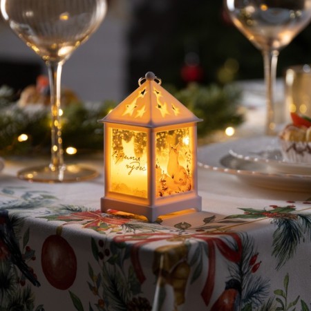 LED figure “White Lantern with a fox” 6.3 × 12 × 6.3 cm, plastic, batteries AG13x3, glow warm white