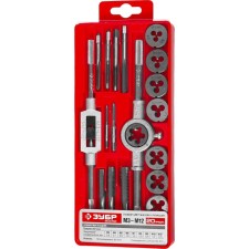 Set of taps and dies bison 2810-ha20_z01, steel 9xs, in plastic boxing, 20 items