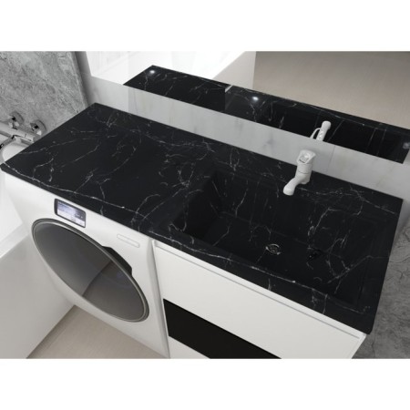 Sink over the Uperwood washing machine Marsal 120 cm, right, black marble