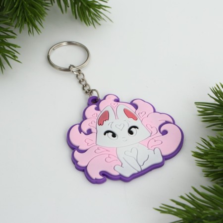 Key keychain, rubber, anime "Girl", 5.7 x 6.2 cm-3