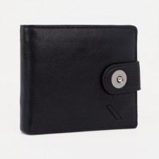 Male purse for magnet, department for bills, for maps, for coins, black color