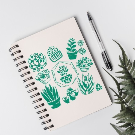 Plastic stencil "succulents in pots" 13x13 cm-2