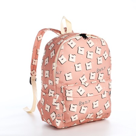School backpack of textiles on lightning, 3 pockets, pink color-2