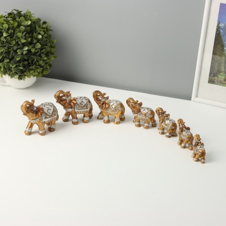 Souvenir Polystone Set 7 pcs "Family Elephants" 20x9.5x9 cm-5
