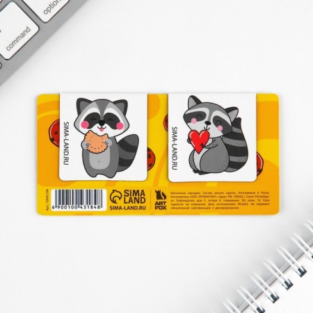 Magnetic bookmarks 2 pcs on the raccoon substrate-5