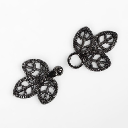 Decorative fastener "Leaves", 5.5 × 2.6 cm, black color-1