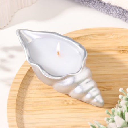 Candle "shell" in a candlestick of gypsum is small, 11.5x5.5x3.5 cm, silver