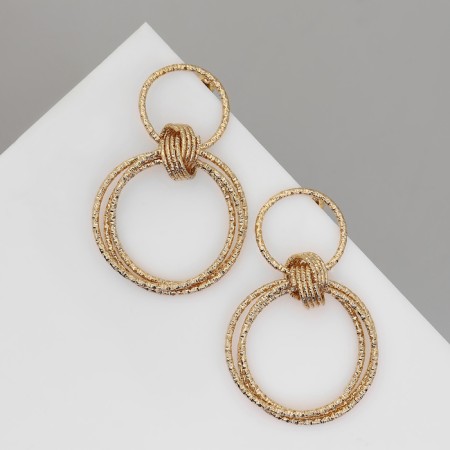 Earrings Metal "Chicago" two rings, color gold-1