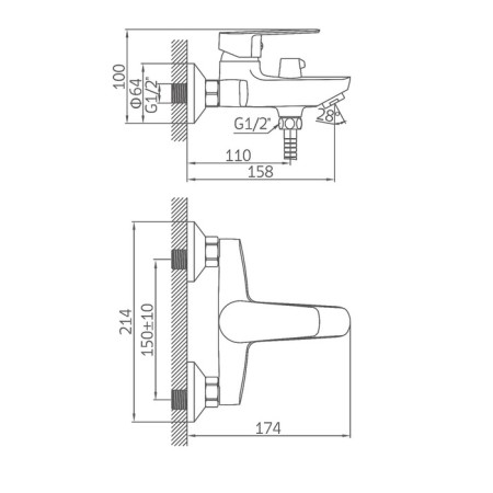 ACCOONA A6365 bath mixer, single -leaf, short spout, chrome-7