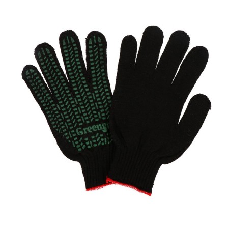 Garden gloves, x/b, knitting grade 10, 4 threads, size 9, with PVC dots, black, Greengo-1