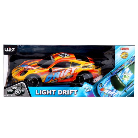 Radio -controlled "Drift" machine, interchangeable wheels, lighting effects, operates from the battery-16