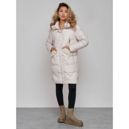 Coat insulated winter female, size 52, beige color-4