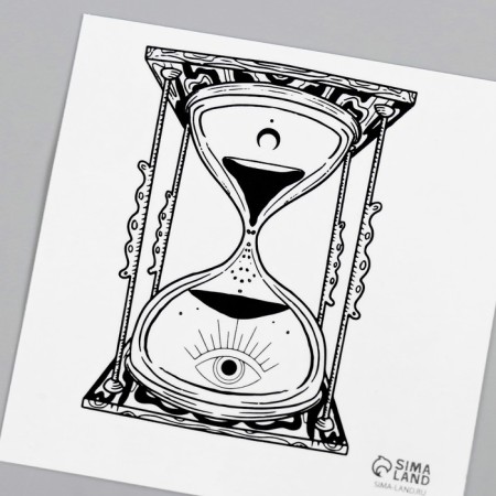 Tattoo on the body Black "Esoteric. Sanding clock" 6x6 cm-5