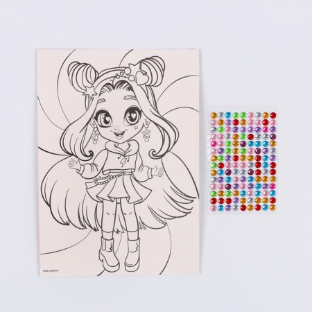 Application with rhinestones "Beautiful girl" 14.8x21 cm-5