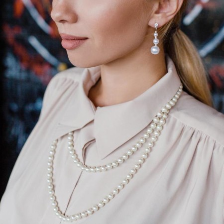 Earrings with pearls "Balls Trio", color mix-2