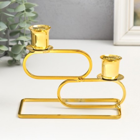 Summary Metal for 2 candles "ovals" d = 2.3 cm gold 6x15x11 cm-1