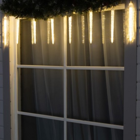 Garland “icicles rhyflated” 2.5 × 0.3 m, IP65, transparent thread, 192 LED, glow warm white with a drain effect, 12 V effect