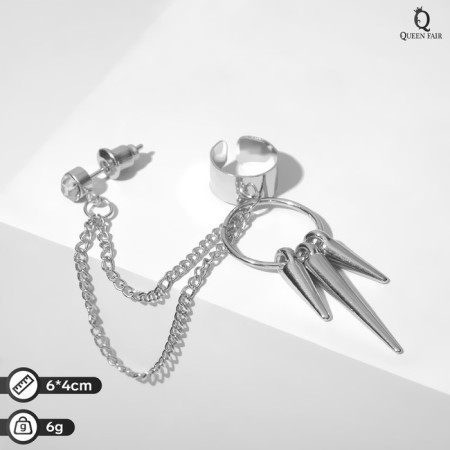 Earring "Kaff" Youth, white color in silver