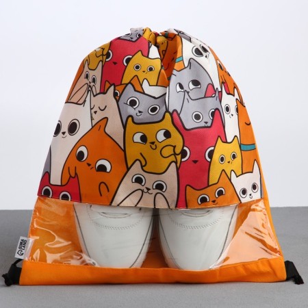 A bag for shoes "cats" with a transparent window 30 x 40 cm-2