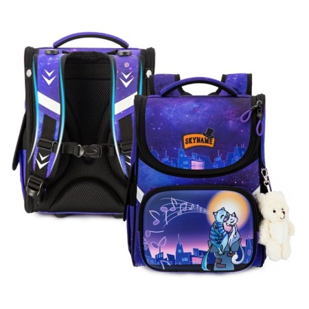 School standard 34 x 26 x 14 mm, + keychain Mishka, Skyname 2000, purple 2093