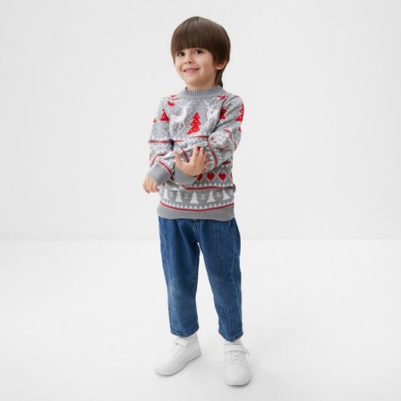 Jumper knitted children's kAFTAN "New Year" size 32, (110-116 cm), gray-1