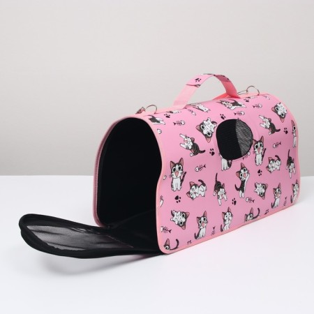 Bag - Animal Carrying "Playing Catcams", Pink, Size L, 53 x 21 x 29 cm-1