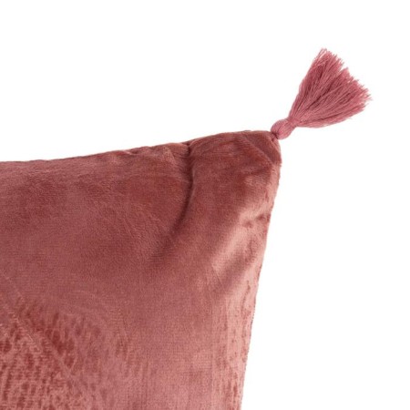 Decorative pillowcase with brushes Ethel color dusty rose, 45x45 cm, polyester, velor-1