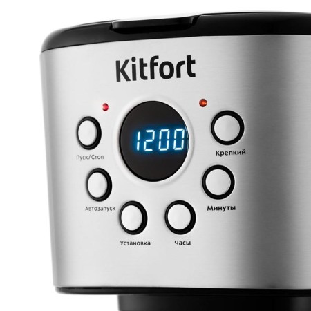 Coffee maker KitFort KT-728, drip, 900 watts, 1.5 l, silver-black-1