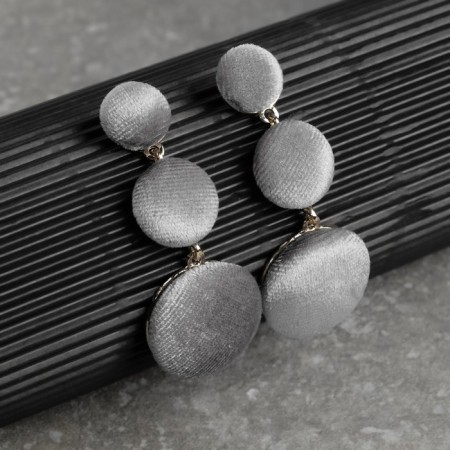 Earrings Assorted "Libero" three discs, gray color in gold