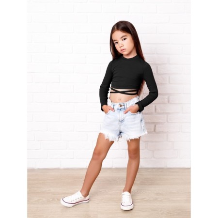 TOP for girls with long sleeves Generation, height 128 cm, black color-2