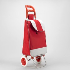 Household bag on the wheels, the department on the lace, load up to 25 kg, red color
