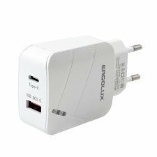 Сетевое зарядное устройство ERGOLUX ELX-РA01QC-C01, USB/USB-C, 3A, быстрая зарядка, белое