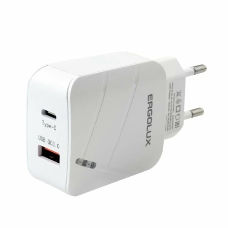 Ergolux ELX-RA01QC-C01, USB/USB-C, 3A network charger, fast charging, white