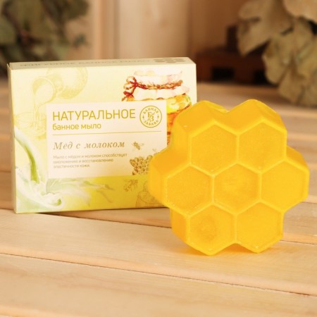 Figure natural bath soap with honey and milk