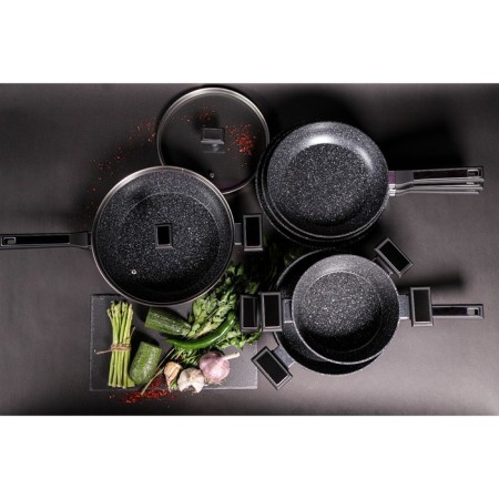 Pan Magistro Warrior, D = 28 cm, h = 7.5 cm, with a glass cover, a Soft-Touch handle, anti-stick coating, induction-7