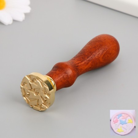 Printing for wax with a wooden handle "Paper swans" 9x2.5x2.5 cm