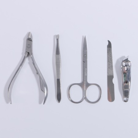 Manicure set, 5 items, in case, brown color-3