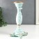 Polystone candlestick for 1 candle "lush sheet" of pale blue 21.5x9x9 cm
