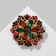 Brooch "Flower" double petals, red-green color in matte gold