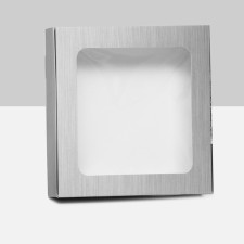 Self -charged box, with a window, silver, 16 x 16 x 3 cm