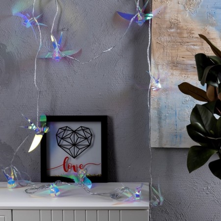 Garland “thread” 2.5 m with nozzles “birds”, IP20, transparent thread, 10 LED, white glow, 220 V-6