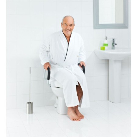 Toilet seat with lid and handrails-1