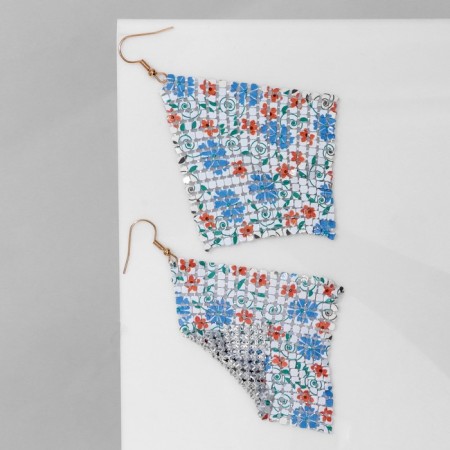 Hanging “rhombus” chain mail, flowers, pink-blue color, 9 cm-1