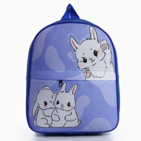 Baby backpack for a girl with a pocket "Rabbits", 30x25 cm-1