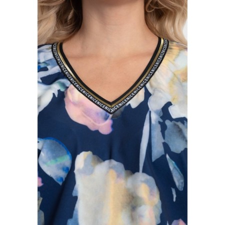 Female blouse, size 52, blue, beige color-9