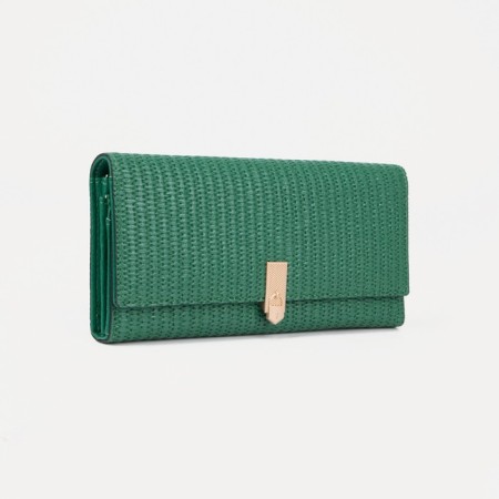 Women's wallet on magnet, green color