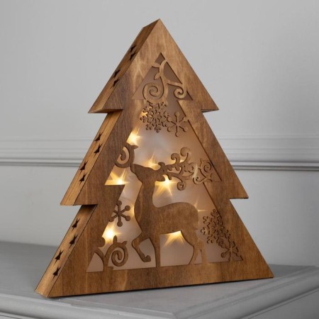 LED figure "Christmas tree" 30 × 33 × 6.5 cm, wood, batteries AAAX2 (not in the kit), glow warm white