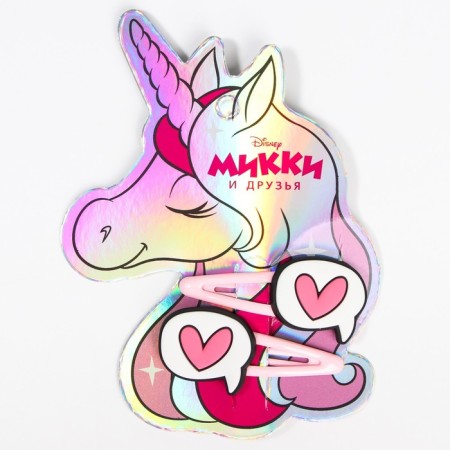 Hair clip, 2 pieces, Minnie Mouse and unicorn