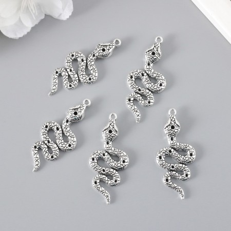 Decor for creativity Metal "Serpent" silver 5x2.1 cm-2