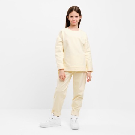 Children's costume (sweatshirt, trousers) minku Milk color, height 140 cm